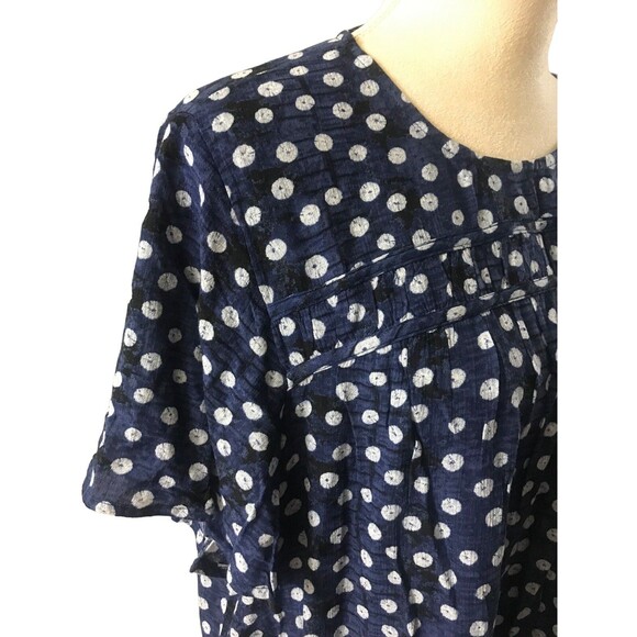 Lane Bryant Womens Plus 16 Flutter Short Sleeve Blue Polka Dot Rayon Top - Picture 3 of 9